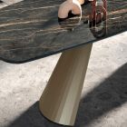 Fixed Dining Table with Barrel Top in Ceramic Made in Italy - Glasses Viadurini