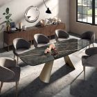 Fixed Dining Table with Barrel Top in Ceramic Made in Italy - Glasses Viadurini