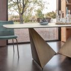 Dining Table in 3mm Ceramic and Metal Base Made in Italy - Peony Viadurini
