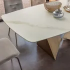 Dining Table in 3mm Ceramic and Metal Base Made in Italy - Peony Viadurini