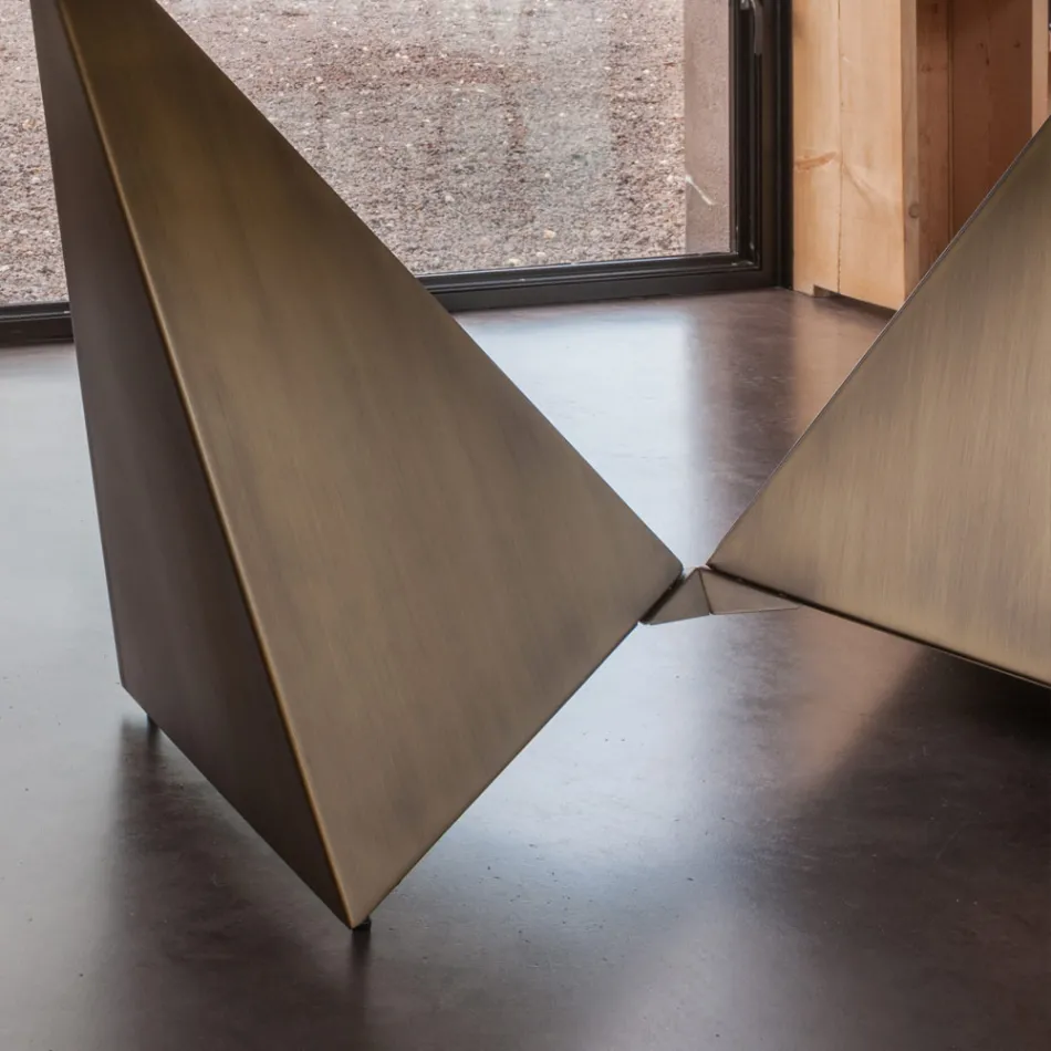 Dining Table in 3mm Ceramic and Metal Base Made in Italy - Peony Viadurini