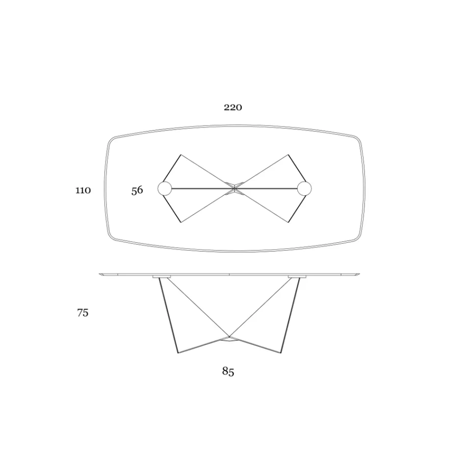 Dining Table in 3mm Ceramic and Metal Base Made in Italy - Peony Viadurini