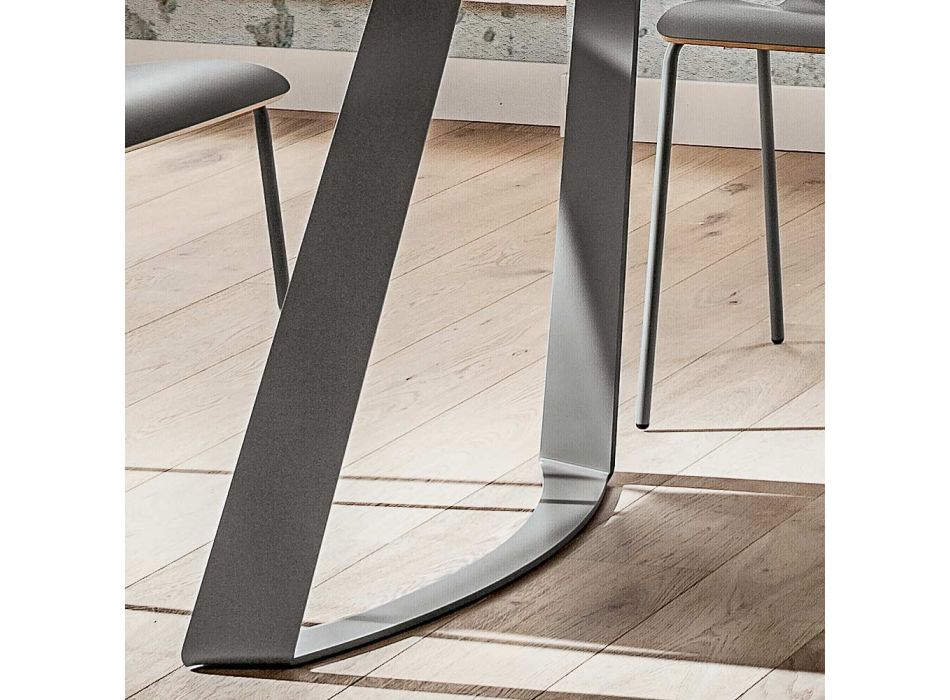 Luxury Fenix and Metal Dining Table Made in Italy - Pinocchio Viadurini