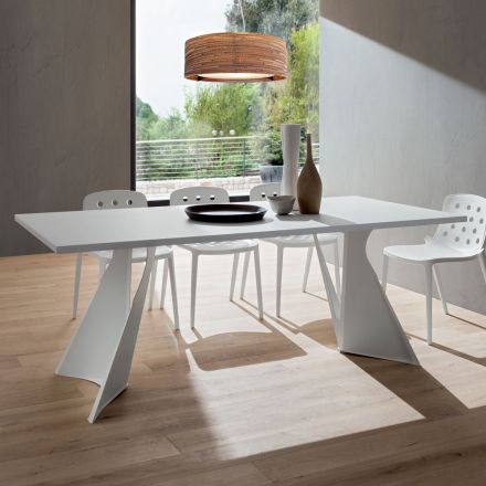 Dining Table in Fenix and Painted Metal Made in Italy - Dotto Viadurini