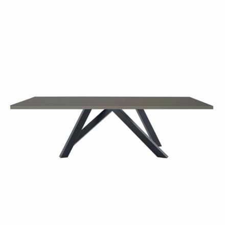 Dining Table in Gray Fenix and Lacquered Steel Made in Italy - Settimmio Viadurini