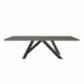 Dining Table in Gray Fenix and Lacquered Steel Made in Italy - Settimmio