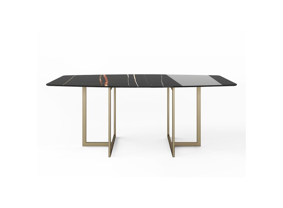 Dining Table in Porcelain Stoneware and Metal Made in Italy - Emilio Viadurini