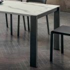 Dining Table in Hpl Marble Effect and Lacquered Metal Made in Italy - Jupiter Viadurini