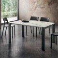 Dining Table in Hpl Marble Effect and Lacquered Metal Made in Italy - Jupiter