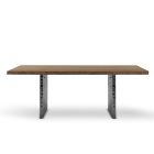 Dining Table in Veneer and Hammered Steel Made in Italy - Strappo Viadurini