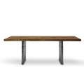 Dining Table in Venereed Wood and Hammered Steel Made in Italy – Strappo