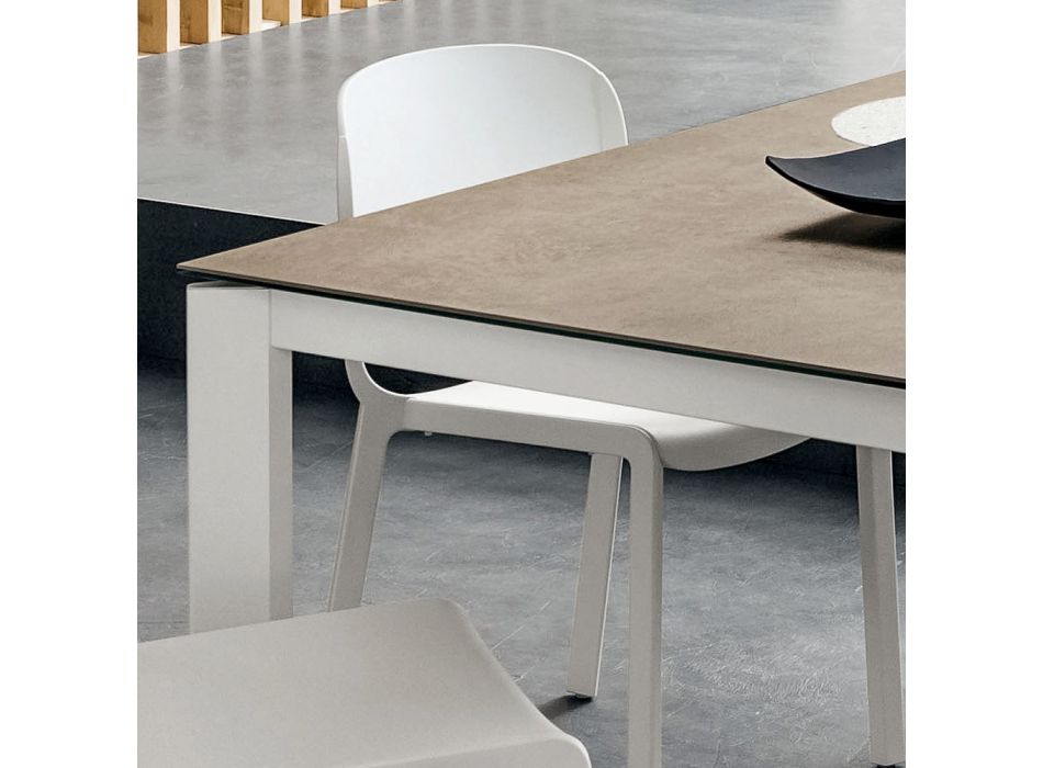 Dining Table in Laminam with Aluminum Structure Made in Italy - Bavaria Viadurini