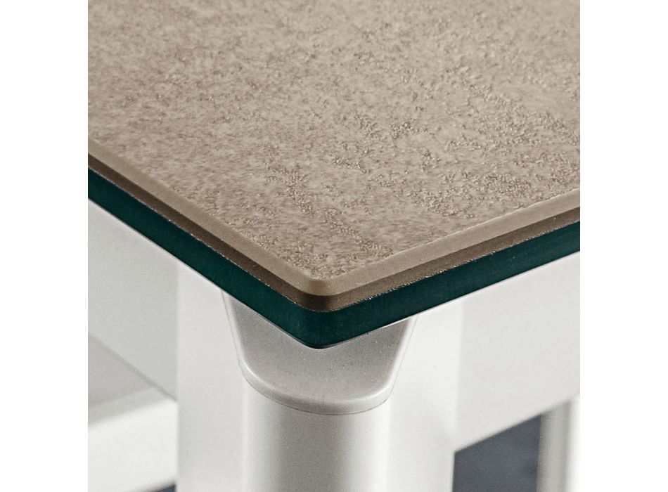 Dining Table in Laminam with Aluminum Structure Made in Italy - Bavaria Viadurini
