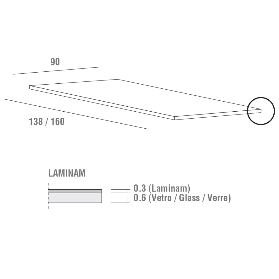 Dining Table in Laminam with Aluminum Structure Made in Italy - Bavaria Viadurini