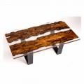 Dining table in Giuda wood and handmade resin briccola