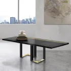 Dining Table in Knotted Oak and Metal Elements Made in Italy - Giusy Viadurini