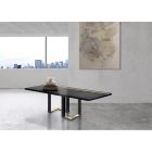 Dining Table in Knotted Oak and Metal Elements Made in Italy - Giusy Viadurini