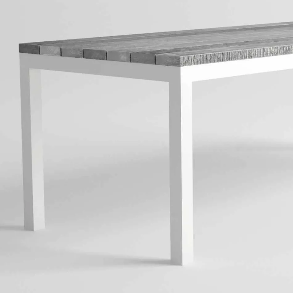 Modern Design Outdoor Wood and Aluminum Dining Table - Ganges Viadurini