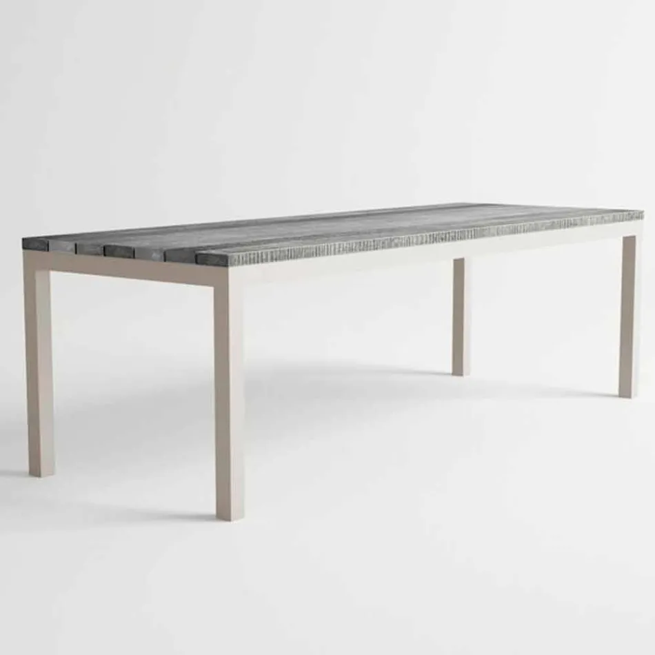 Modern Design Outdoor Wood and Aluminum Dining Table - Ganges Viadurini