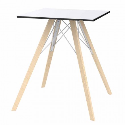 Square Design Wood and Hpl Dining Table, 4 Pieces - Faz Wood by Vondom Viadurini