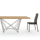 Dining Table in Veneered Wood and Steel Made in Italy - Ezzellino Viadurini