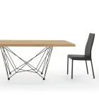 Dining Table in Veneered Wood and Steel Made in Italy - Ezzellino Viadurini