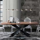 Dining Table in Solid Acacia Wood and Steel - Phosphorus Viadurini