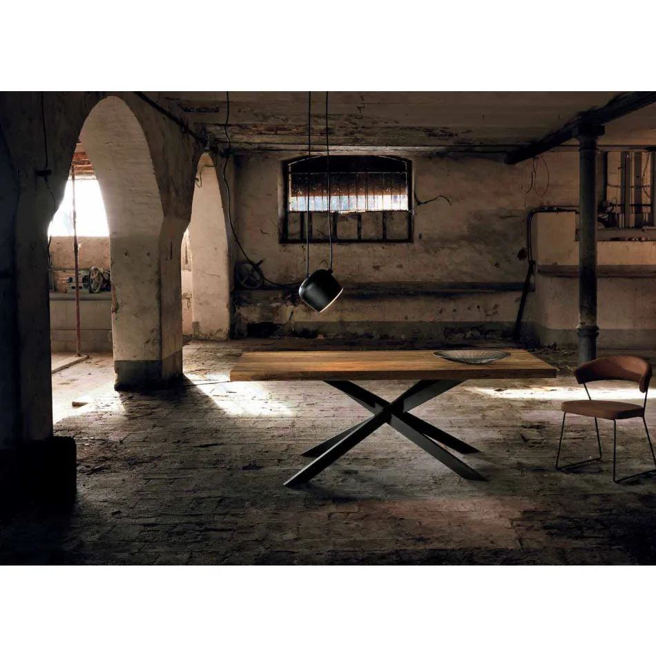 Modern solid wood dining table made in Italy Oncino Viadurini