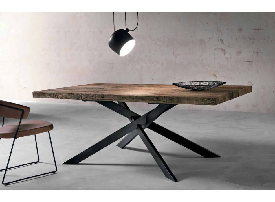 Design dining table in solid wood made in Italy, Oncino