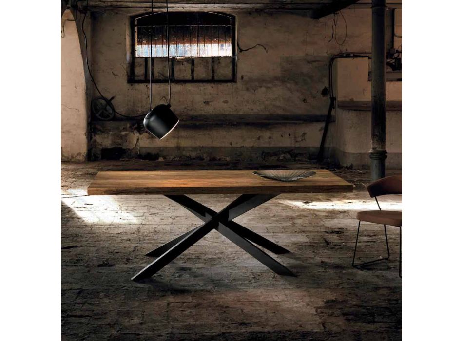 Design dining table in solid wood made in Italy, Oncino