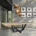 Dining Table in Oak Wood and Iron Gray Metal Made in Italy - Patty
