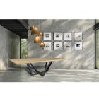 Dining Table in Oak Wood and Iron Gray Metal Made in Italy - Patty Viadurini