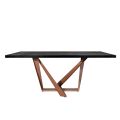 Dining Table in Oak Wood and Nuvolato Copper Color Metal Made in Italy - Patty
