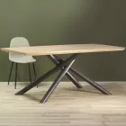 Dining Table in MDF Wood Effect and Black Metal Base - Sunset Viadurini