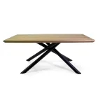 Dining Table in MDF Wood Effect and Black Metal Base - Sunset Viadurini