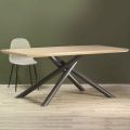 Dining Table in MDF Wood Effect and Black Metal Base - Sunset