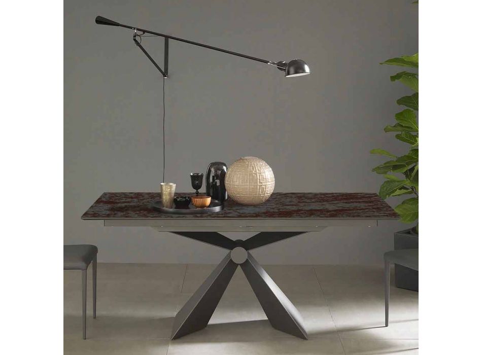 Metal Dining Table and Ceramic Top Made in Italy Design - Anaconda Viadurini