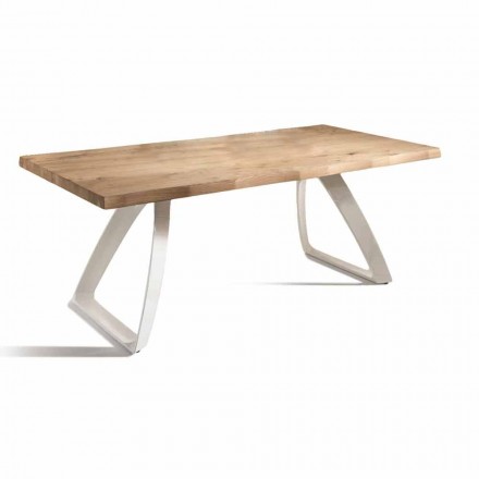 Dining Table in Metal and Veneered Oak Made in Italy - Aryssa Viadurini