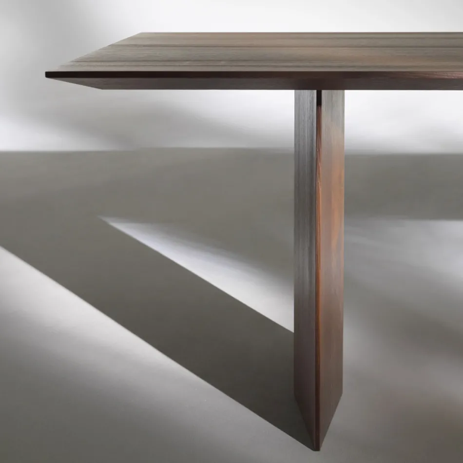 Dining Table in Plywood Veneered in Heat-Treated Ash - Aquarium Viadurini