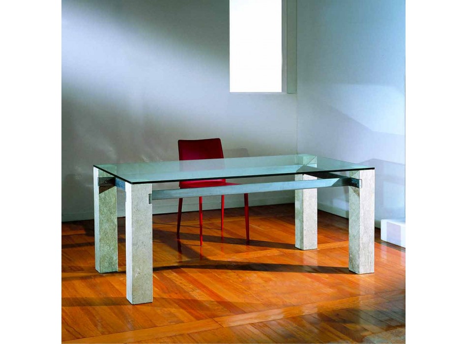 Ebea contemporary design stone and crystal dining table Viadurini