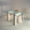 Modern dining table made of Vicenza natural stone and crystal Arianna