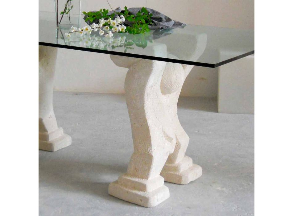 Contemporary design stone and crystal dining table Medusa Viadurini