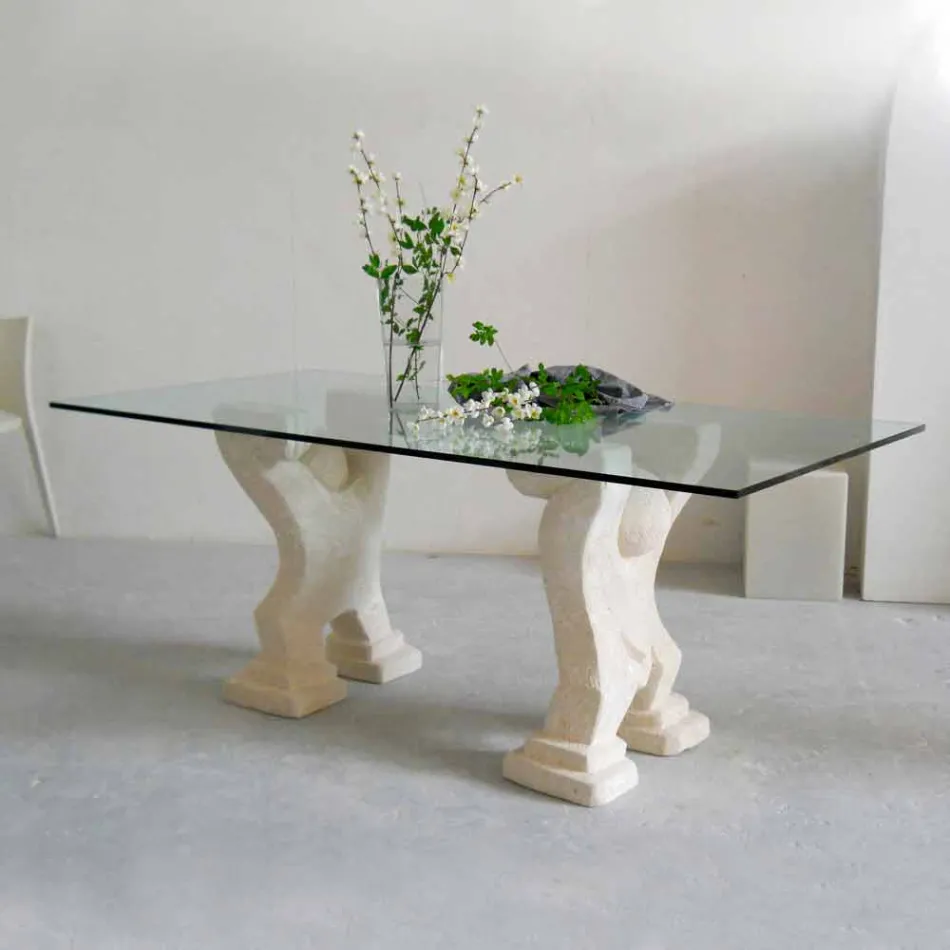 Contemporary design stone and crystal dining table Medusa Viadurini