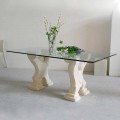 Modern dining table with Vicenza natural stone base Medusa,crystal top
