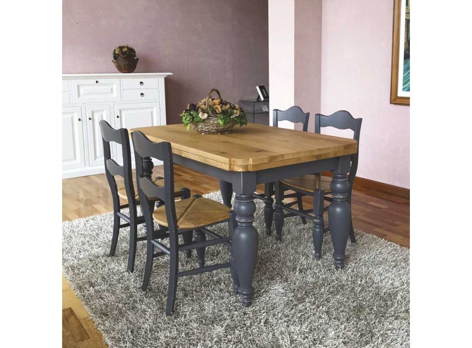 Knotted Oak Dining Table and 4 Chairs Included Made in Italy - Rafael Viadurini