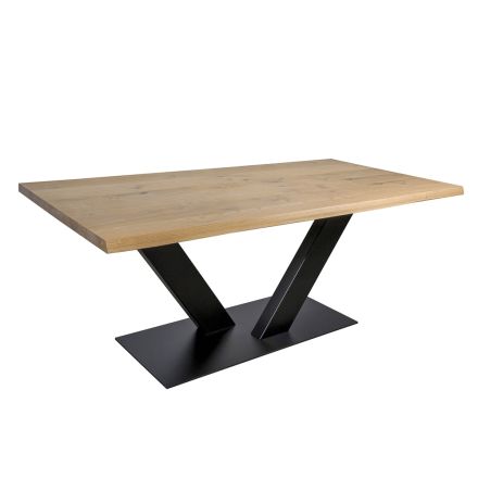 Dining Table in Masellato Plated Oak and Metal Made in Italy - Riad Viadurini