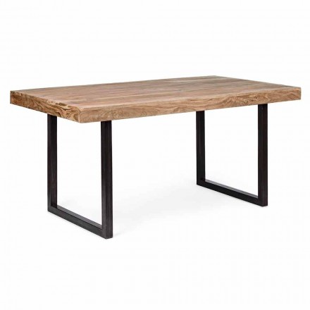 Industrial Style Dining Table in Wood and Steel Homemotion - Molino Viadurini