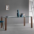 Dining Table in Glass and Legs in Oak or Canaletto Walnut - Aschio