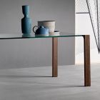 Dining Table in Glass and Legs in Oak or Canaletto Walnut - Aschio Viadurini