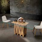 Dining table in glass and solid wood made in Italy, Egisto Viadurini